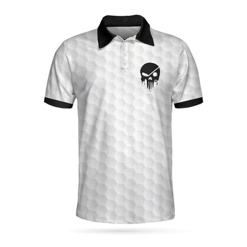Golf Ball Pattern Skull Polo Shirt, Black And White American Flag Polo Shirt, Best Golf Shirt For Men