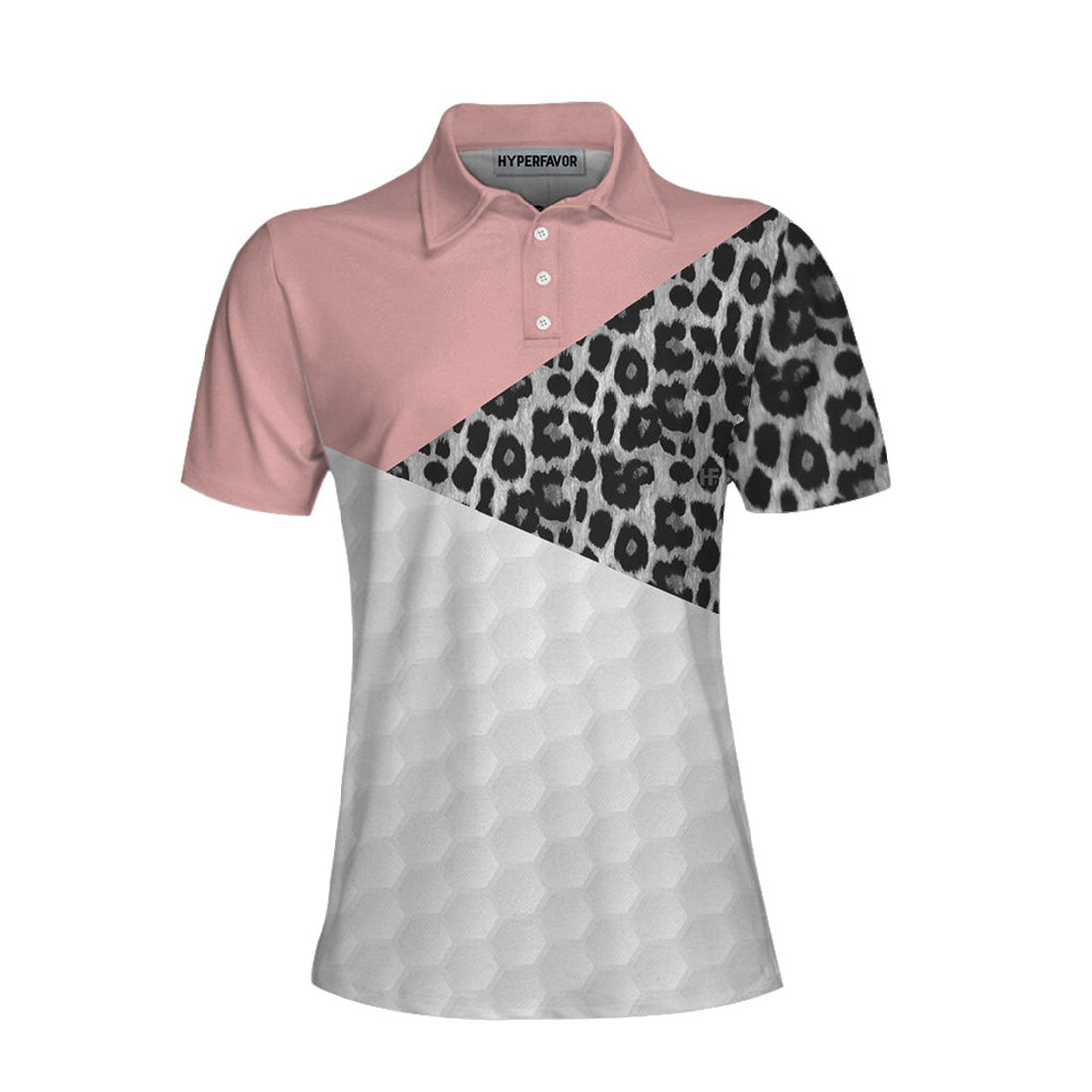 Golf Ball Texture With Leopard Pattern Golf Short Sleeve Women Polo Shirt, Golf Shirt For Female Golfers