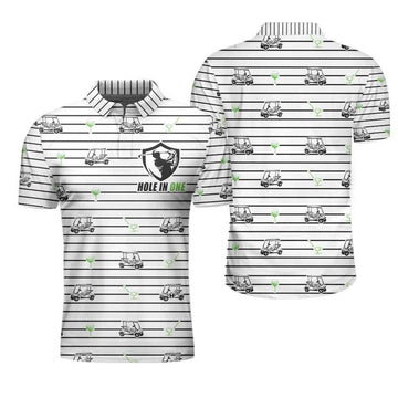 Golf Equipment Stripe Line Polo Shirt, Black And White Golfing Polo Shirt, Best Golf Shirt For Men