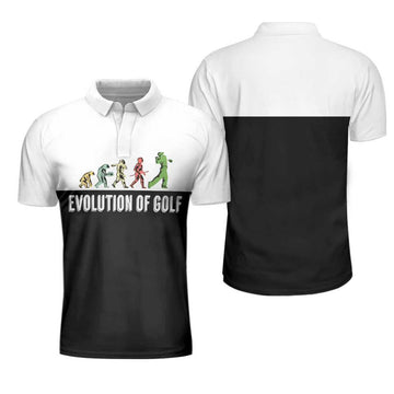 Golf Evolution Vintage Short Sleeve Polo Shirt, Elegant Back And White Polo Shirt, Best Golf Shirt For Men
