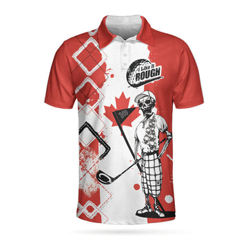 Golf I Like It Rough Canada Flag Polo Shirt, Argyle Pattern Skeleton Golfing Polo Shirt, Funny Golf Shirt For Men