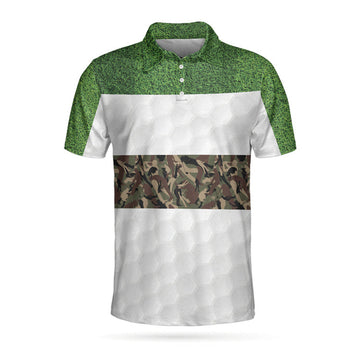 Golf In Green And Camouflage Pattern Golf Polo Shirt, Cool Golf Shirt For Men, Best Gift For Golfers