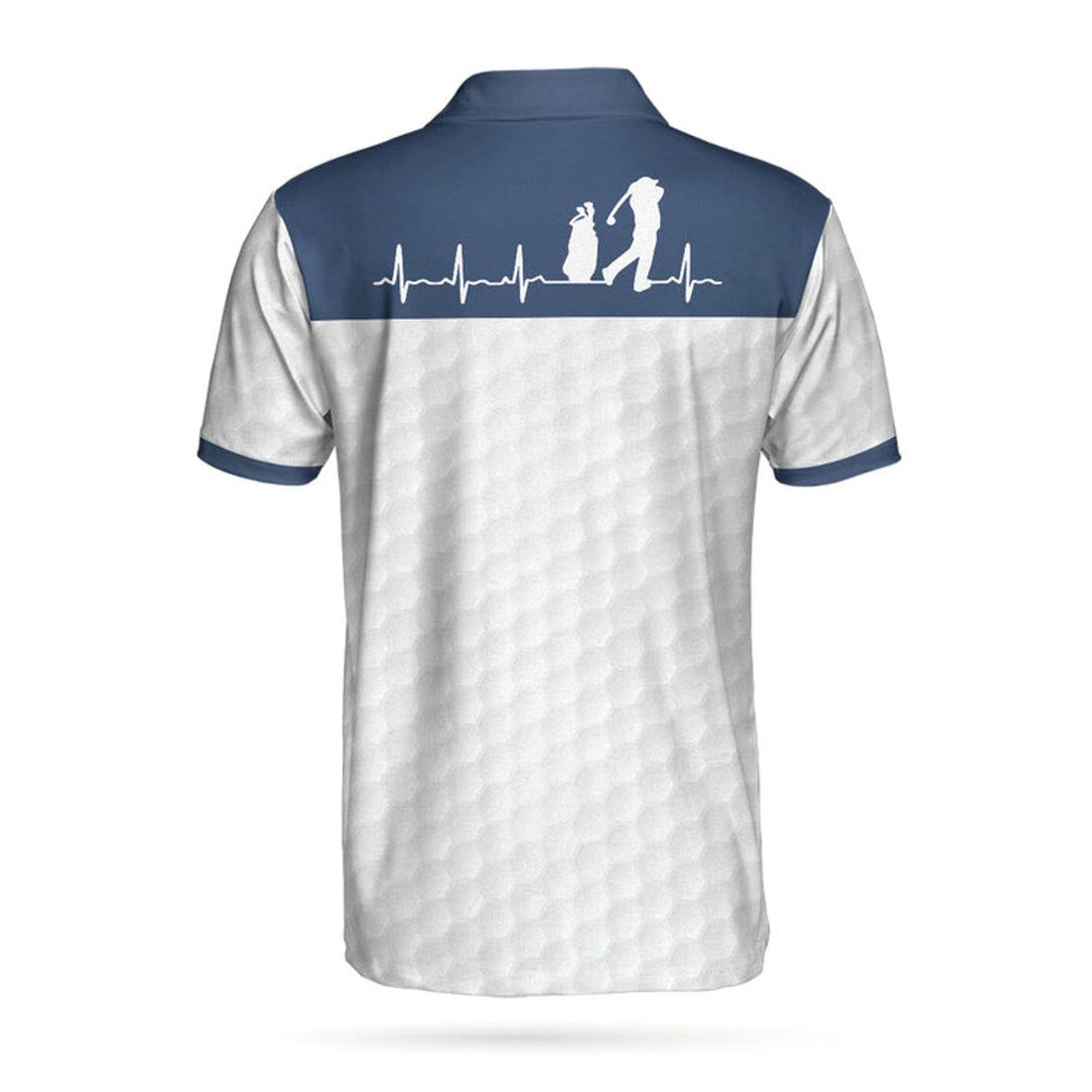 Heartbeat Golfer White And Navy Golf Polo Shirt For Men, Best Gift For Golfers