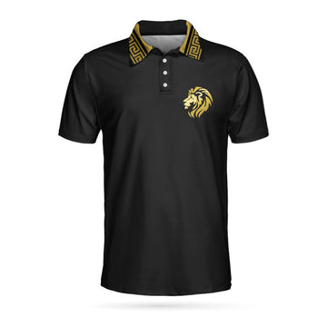 Golf Crusader King Polo Shirt For Golf, Luxury Baroque Pattern Lion Polo Shirt, Best Golf Shirt For Men