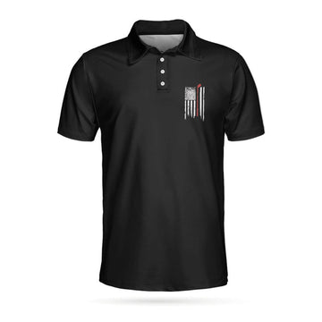 Golf Nation Short Sleeve Golf Polo Shirt, Black And White American Flag Polo Shirt, Golf Team Shirt