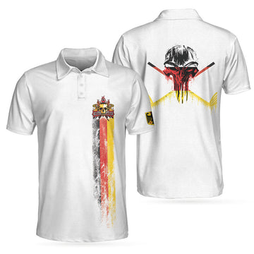 Golf Skull German Flag Short Sleeve Polo Shirt, Black Wet Paint Skull Polo Shirt, Germany Golf Shirt For Men