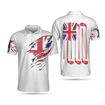 Golf Club United Kingdom Flag Polo Shirt, Great Britain Union Jack Polo Shirt, Uk Golf Shirt For Men