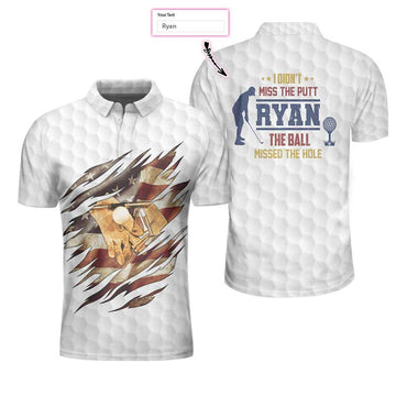 Custom Golf Vintage And American Flag Custom Men Polo Shirt, Personalized I Didn't Miss The Putt Polo Shirt, Funny Golf Shirt For Men, Best Golf Shirt For Men