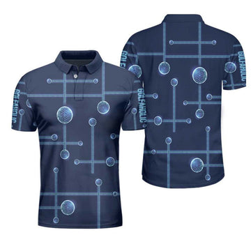 Golfaholic Geometric Golf Ball Low Poly Design Polo Shirt, Digital Golf Polo Shirt, Best Golf Shirt For Men