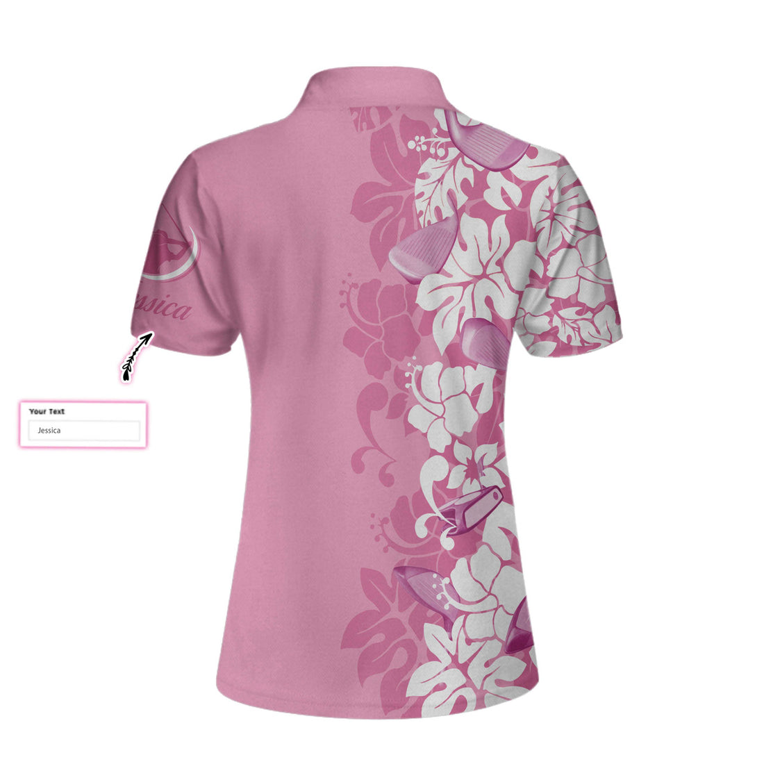 Custom Golfer Flower Pink Custom Short Sleeve Women Polo Shirt, Personalized Floral Golf Shirt For Ladies, Best Gift For Golfers