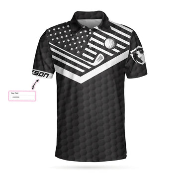 Custom Golfing Instructions Custom Polo Shirt, Personalized Black American Flag Polo Shirt, Cool Golf Shirt For Men
