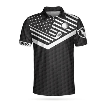 Custom Golfing Instructions Custom Men Polo Shirt, Personalized Black American Flag Polo Shirt, Cool Golf Shirt For Men, Best Gift For Golfers