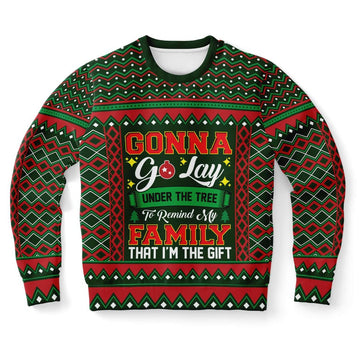 FUNSTUFFPRINT Gonna Go Lay Under The Tree To Remind My Family That I'm A Gift Ugly Christmas Sweater, Christmas Sweater, Ugly Sweater, Funny Xmas Sweaters Ugly Sweater