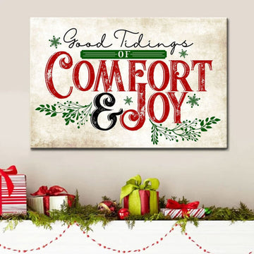 Good Tidings Of Comfort And Joy Wall Art Canvas, Christian Christmas Wall Decor - Religious Wall Decor