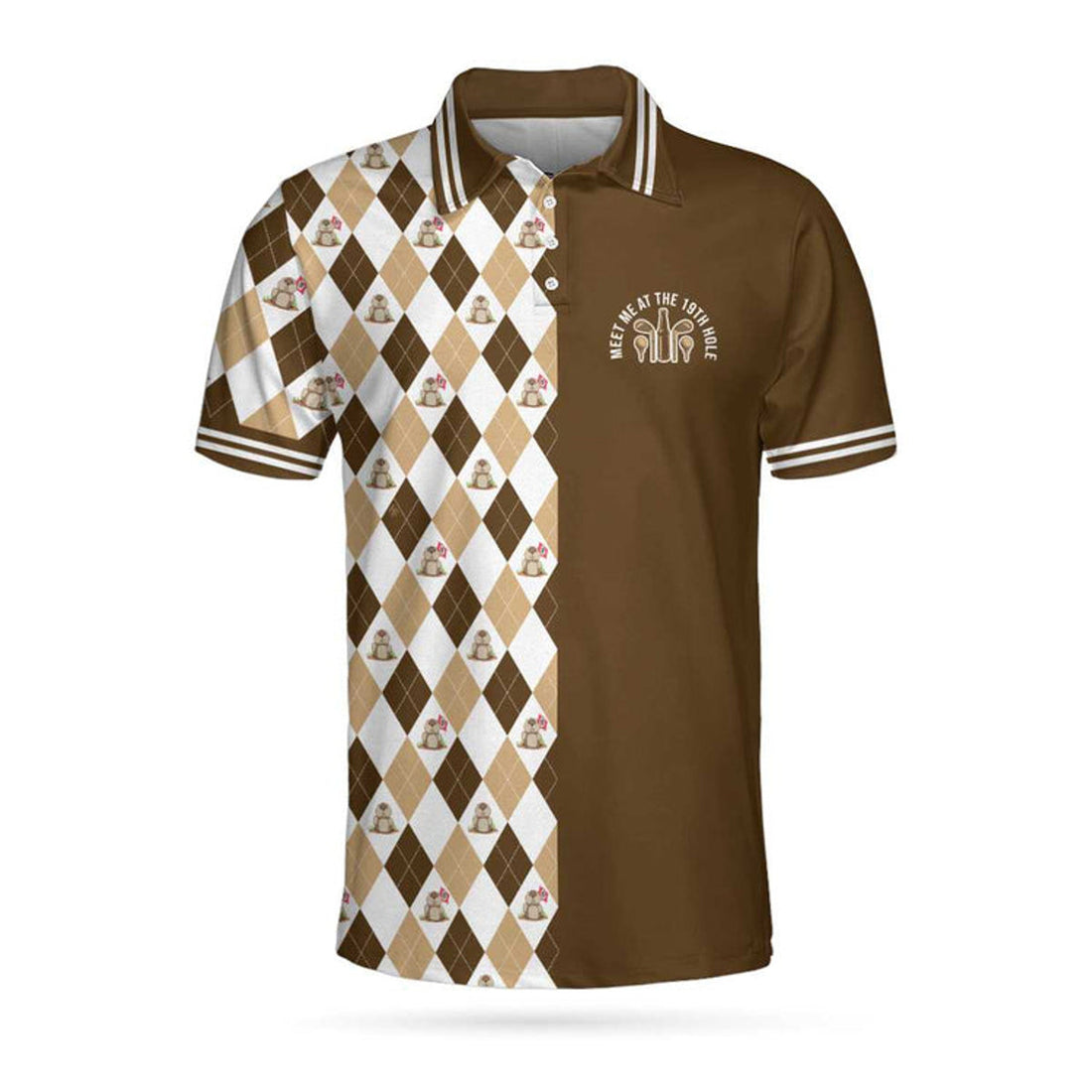 Gopher Meet Me At The 19Th Hole Short Sleeve Polo Shirt, Argyle Pattern Polo Shirt, Best Golf Shirt For Men