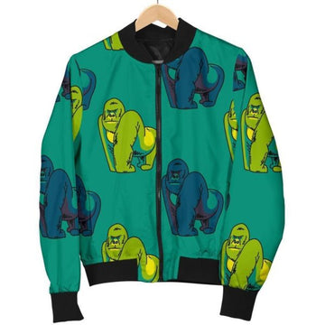 FUNSTUFFPRINT Gorilla Print Pattern Women Casual Bomber Jacket