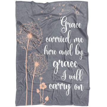 FUNSTUFFPRINT Grace Carried Me Here And By Grace I Will Carry On Fleece Blanket - Christian Blanket - Bible Verse Blanket