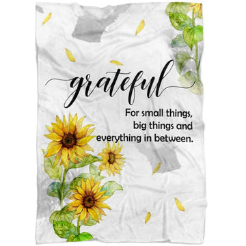 FUNSTUFFPRINT Grateful For Small Things Big Things And Everything In Between Fleece Blanket - Christian Blanket - Bible Verse Blanket