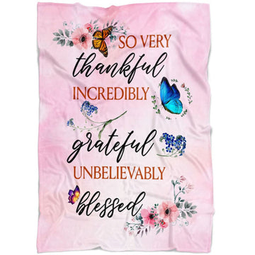 FUNSTUFFPRINT Grateful Thankful Blessed 3 Fleece Blanket - Christian Blanket - Bible Verse Blanket