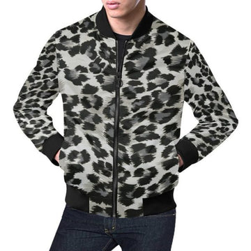 FUNSTUFFPRINT Gray Cheetah Leopard Pattern Print Men's 3D Bomber Jacket