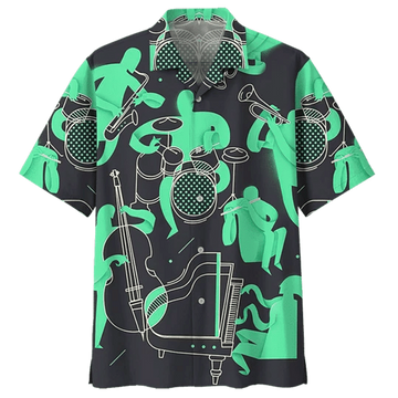 Green Drum Hawaiian Shirt for Men, Funny Drummer Gift, Drums Player Shirt, Drums Player Gift