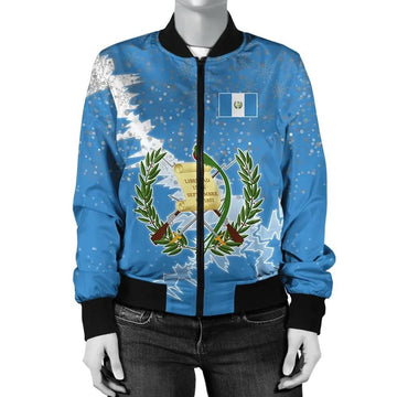 FUNSTUFFPRINT Guatemala Christmas Coat Of Arms Women Bomber Jacket Style 3D Bomber Jacket
