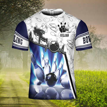FUNSTUFFPRINT Customized Bowling Shirt Men And Women, Bowling Player 3D T-Shirts, Bowling Team Uniform 3D T-shirt