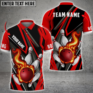 Custom Bowling And Pins Speed Fire Multicolor Option Customized Name 3D Shirt, Idea Gift For Bowler