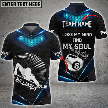 Custom Personalized Team Name Billiard Ball Player Polo Shirt, Lose My Mind Find My Soul Billiard Shirt