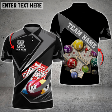 Custom Bingo Premium Splash Multicolor Option Customized Name Team 3D Polo Shirt, Gift for Bowler