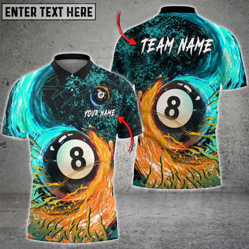 Custom Billiards 8 Ball Personalized Name Team Name 3D Polo Shirt, Idea Gift for Billiards Lovers