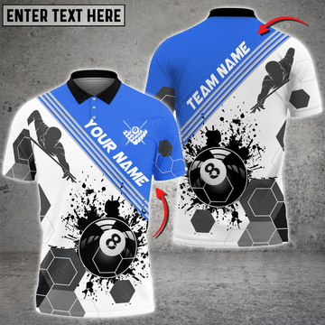 Custom Billiards Players Black Stains Personalized Name 3D Polo Shirt Multi Color Options