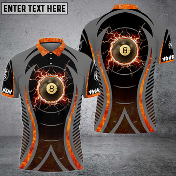 Custom Billiards Ball 8 Thunder Personalized Name 3D Polo Shirt, Perfect Gift for Billiard Lovers