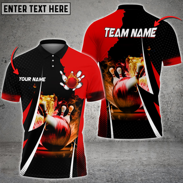 Personalized Bowling And Pins Multicolor Option Customized Name 3D Polo Shirt for Bowler