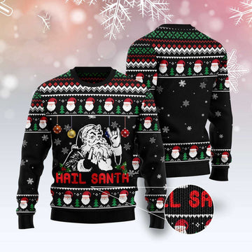 FUNSTUFFPRINT Hail Santa Ugly Christmas Sweater, Christmas Sweater, Ugly Sweater, Funny Xmas Sweaters Ugly Sweater
