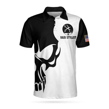 Hair Stylist Proud Skull Men Polo Shirt, If You Think You Can Do My Job Skull Polo Shirt, Hair Stylist Shirt For Men