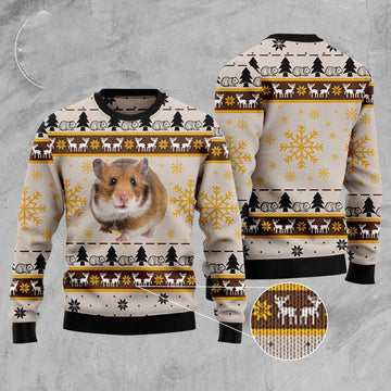 FUNSTUFFPRINT Hamster Cute Ugly Christmas Sweater, Christmas Sweater, Ugly Sweater, Funny Xmas Sweaters Ugly Sweater