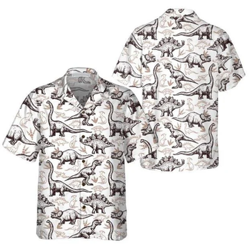 Hand Drawn Dinosaurs Footprints Seamless Pattern Hawaiian Shirt