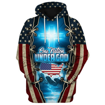 FUNSTUFFPRINT 3D Hand Of God American One Nation Under God 3D Hoodie and Zip Hoodie