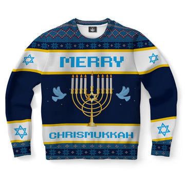 FUNSTUFFPRINT Hanukkah Merry Chrismukkah Ugly Christmas Sweater, Christmas Sweater, Ugly Sweater, Funny Xmas Sweaters Ugly Sweater