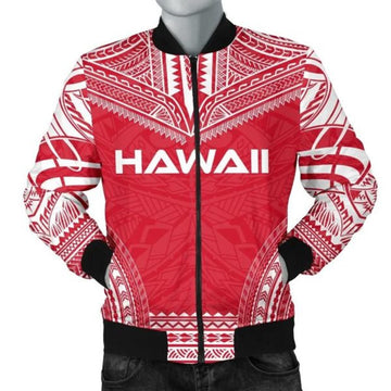 FUNSTUFFPRINT Hawaii Flag Polynesian Chief Men's Bomber Jacket - Bomber Jacket