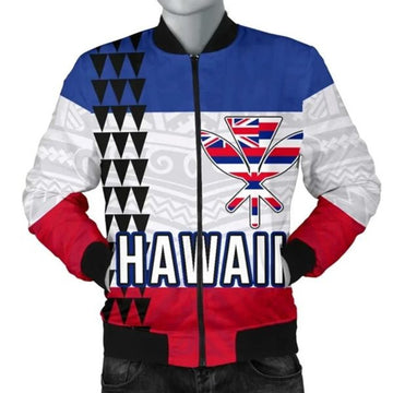 FUNSTUFFPRINT Hawaii Flag Polynesian Men's Bomber Jacket - AH Bomber Jacket