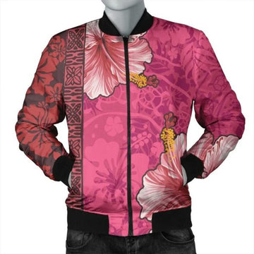 FUNSTUFFPRINT Hawaii Hibiscus Pattern Bomber Jacket - AH - R Bomber Jacket