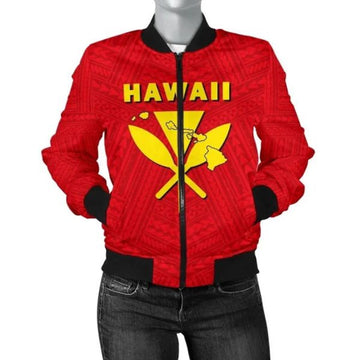 FUNSTUFFPRINT Hawaii Kanaka Polynesian Women's Bomber Jacket - AH -