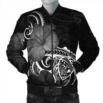FUNSTUFFPRINT Hawaii Map Turtle Hibiscus Divise Polynesian Bomber Jacket - AH - JR Bomber Jacket