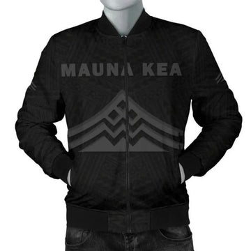 FUNSTUFFPRINT Hawaii Mauna Kea Polynesian Men's Bomber Jacket Grey - AH - Bomber Jacket