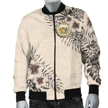 FUNSTUFFPRINT Hawaii Men's Bomber Jacket - The Beige Hibiscus Bomber Jacket