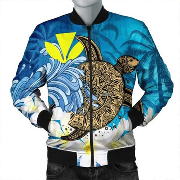 FUNSTUFFPRINT Hawaii Sea Turtle Plumeria Coconut Tree Bomber Jacket - AH - R Bomber Jacket