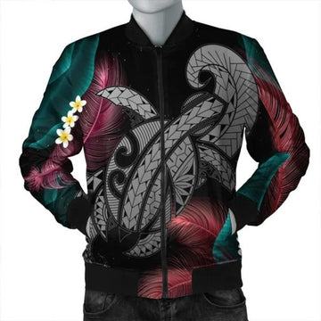 FUNSTUFFPRINT Hawaii Turtle Polynesian Tropical Bomber Jacket
