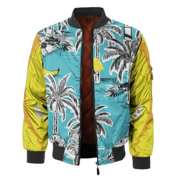 FUNSTUFFPRINT Hawaiian Aloha Moe Bomber Jacket Hawaiian Shorts Beach Short Sleeve Bomber Jacket